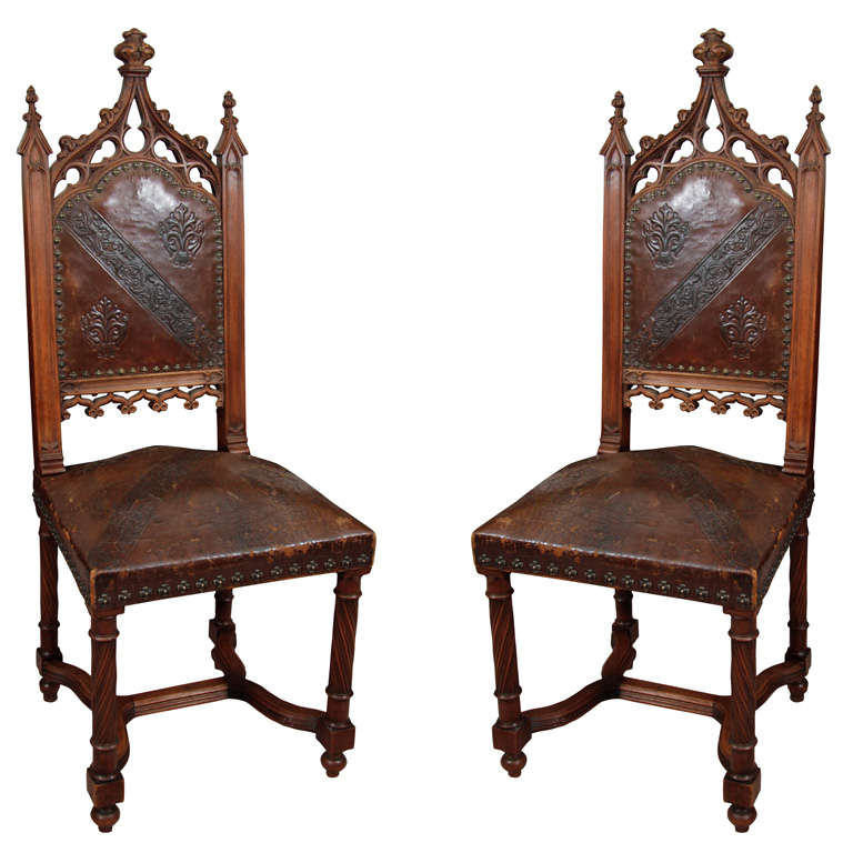Pair of 19th Century Gothic Revival Side Chairs
