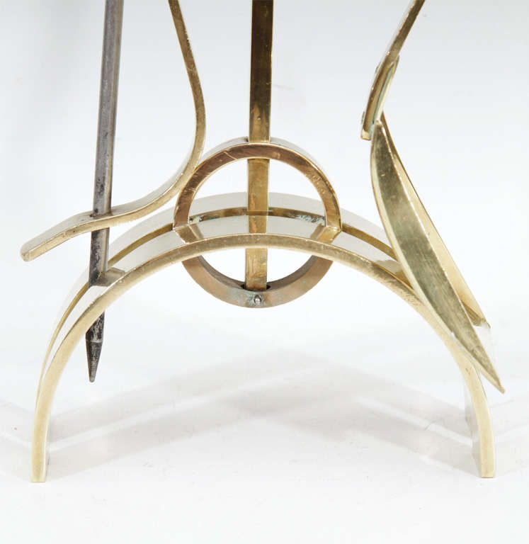 Circa 1920's / 1930's Art Deco Modernist Brass Fire Tools