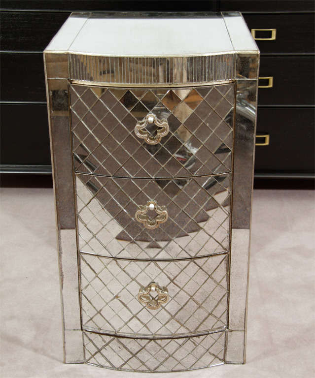 Vintage Art Deco Style Mirrored 3-Drawer Nightstands at 1stDibs
