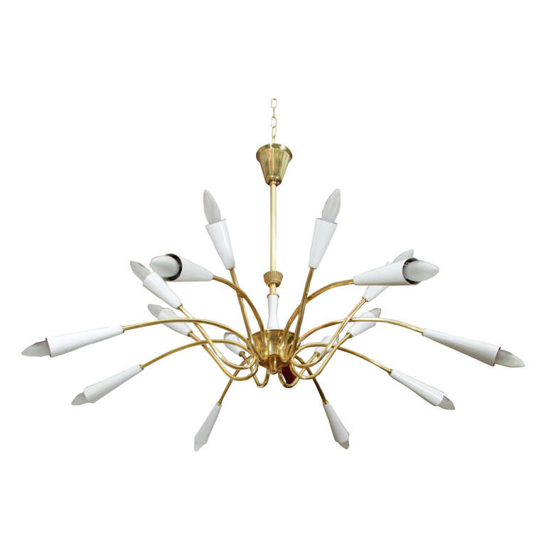 Mid Century Italian 16-Arm Spider Light Attributed to Stilnovo