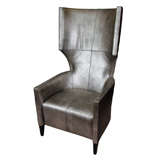 Modern Leather Wing Chair by Stanley Friedman for Brueton