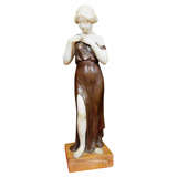 German Bronze and Marble Art Nouveau Figure