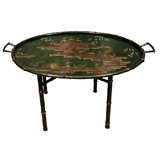 Asian Inspired Painted Metal Tray Table