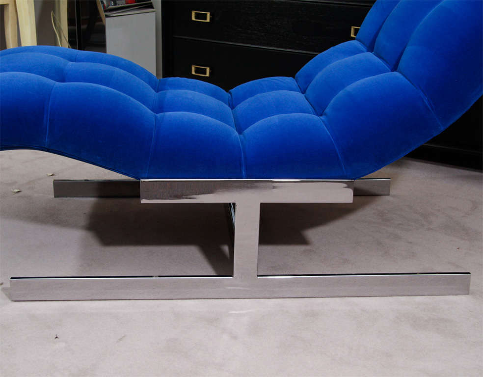 American Mid Century Cobalt Blue Velvet Milo Baughman 