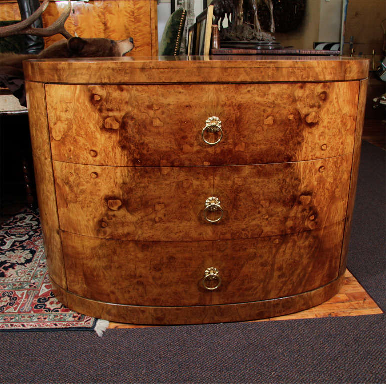 Mid Century Three Drawer Burlwood Dresser at 1stdibs
