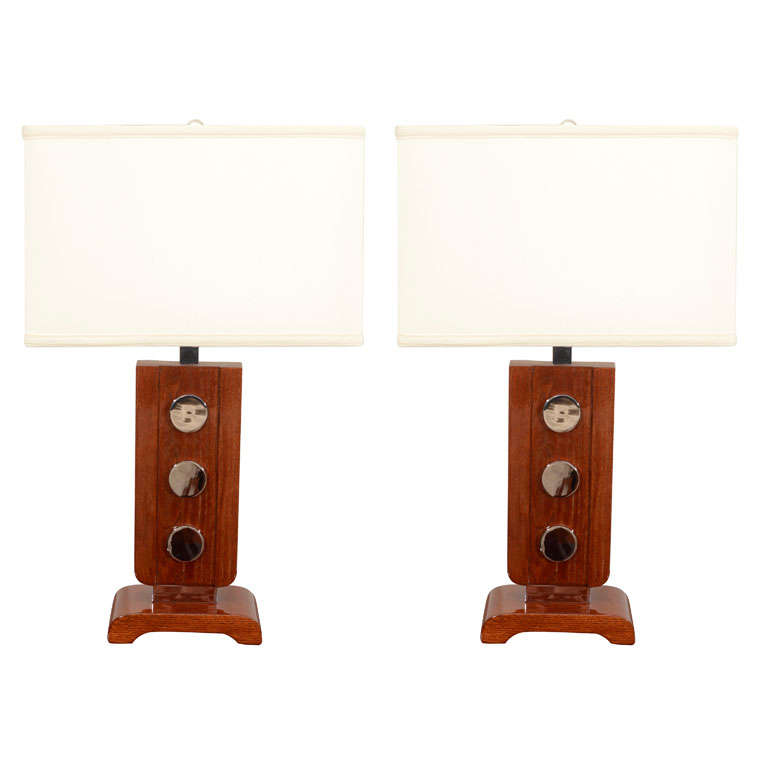 Pair of Art Deco Table Lamps in the Style of James Mont For Sale