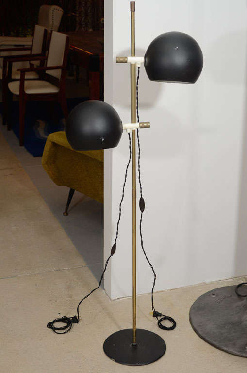 Swedish Pair of Black Metal & Brass Floor Lamps by Hemi Klot