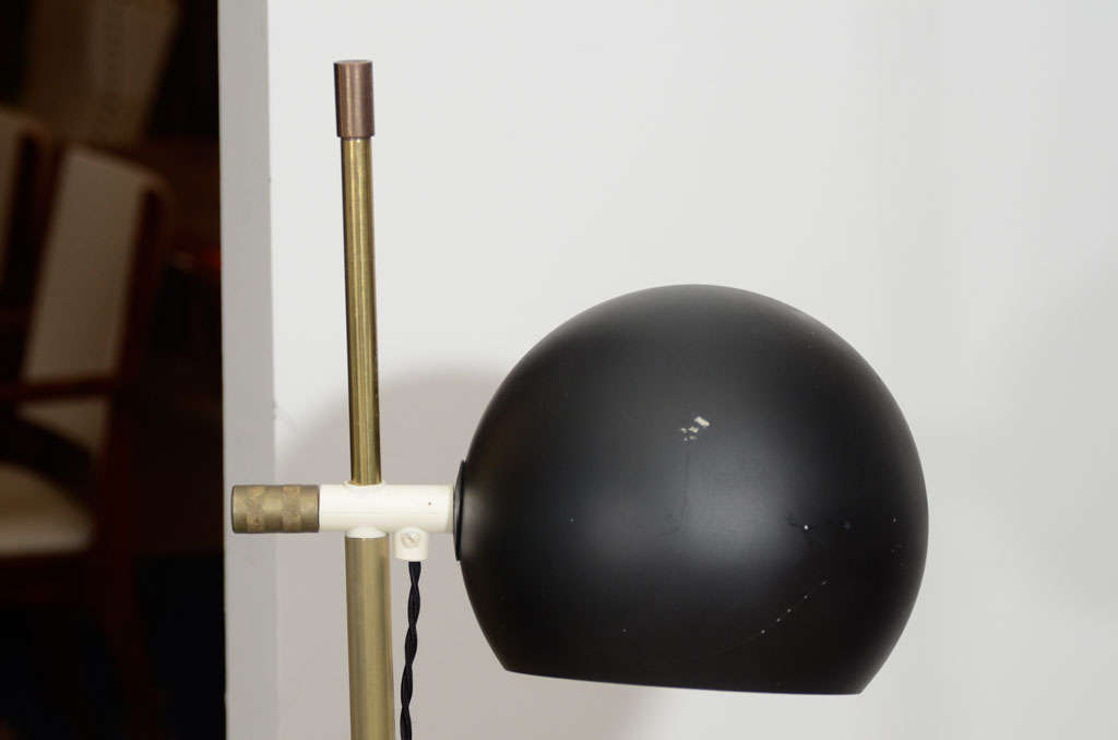 Pair of Black Metal & Brass Floor Lamps by Hemi Klot In Excellent Condition In New York, NY