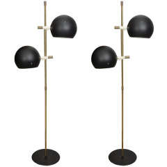 Pair of Black Metal & Brass Floor Lamps by Hemi Klot