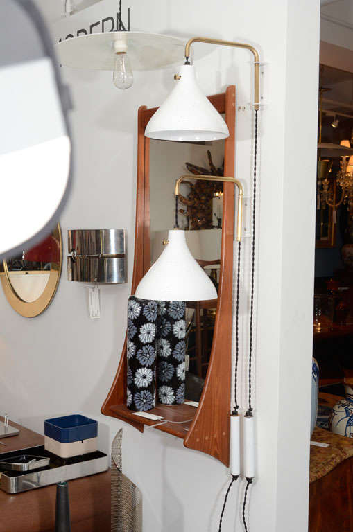 Pair of White Metal and Brass Bedroom Wall Lamps at 1stdibs