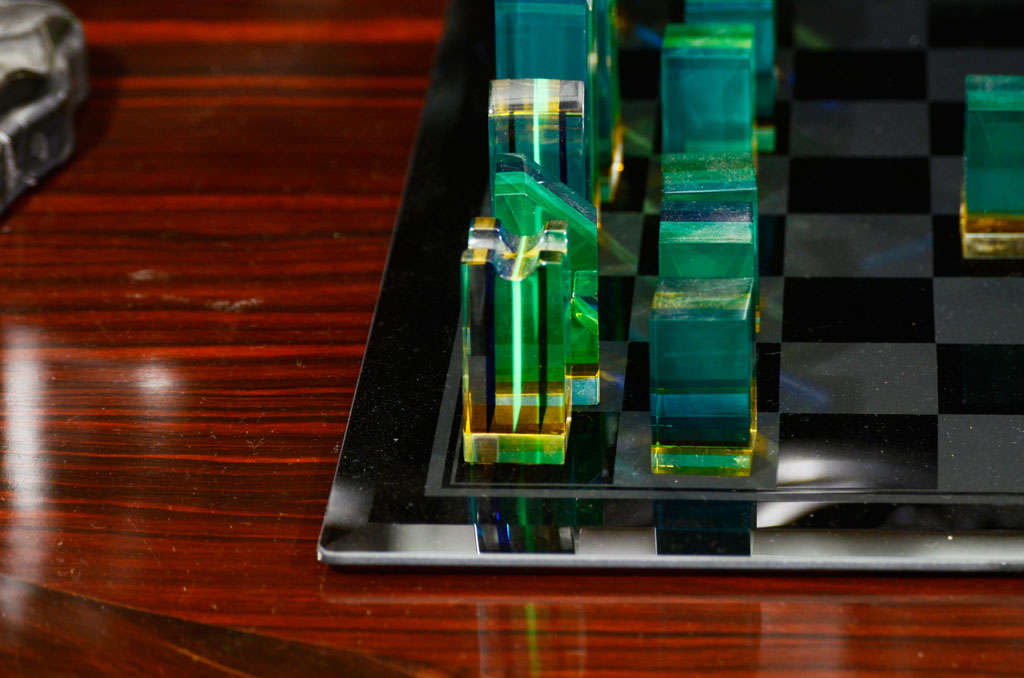 20th Century Charles Hollis Jones Acrylic & Glass Chess Set