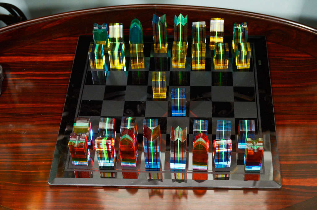 Charles Hollis Jones Acrylic & Glass Chess Set 4