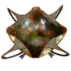 An Art Nouveau Enameled & Bronze Dish 4