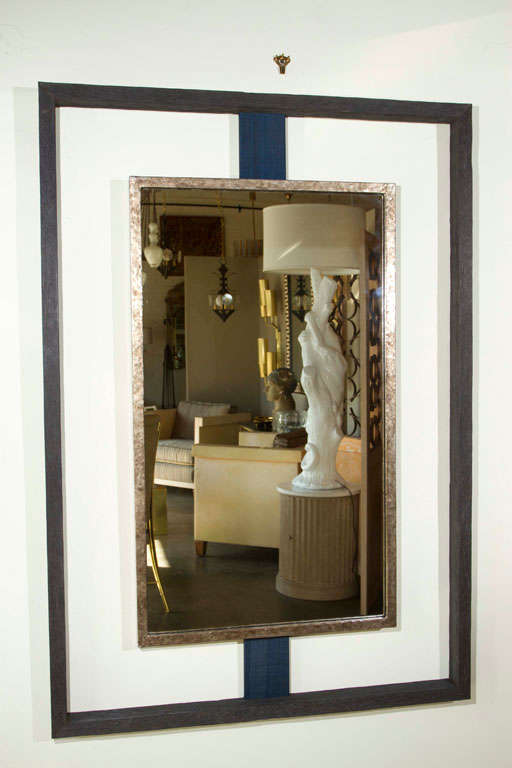 Modern Paul Marra Negative Space Mirror  Distressed Finish & Horsehair For Sale