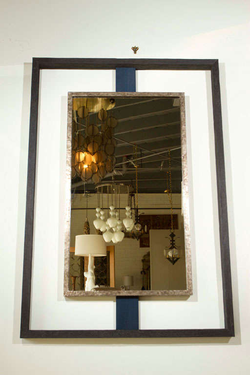 American Paul Marra Negative Space Mirror  Distressed Finish & Horsehair For Sale