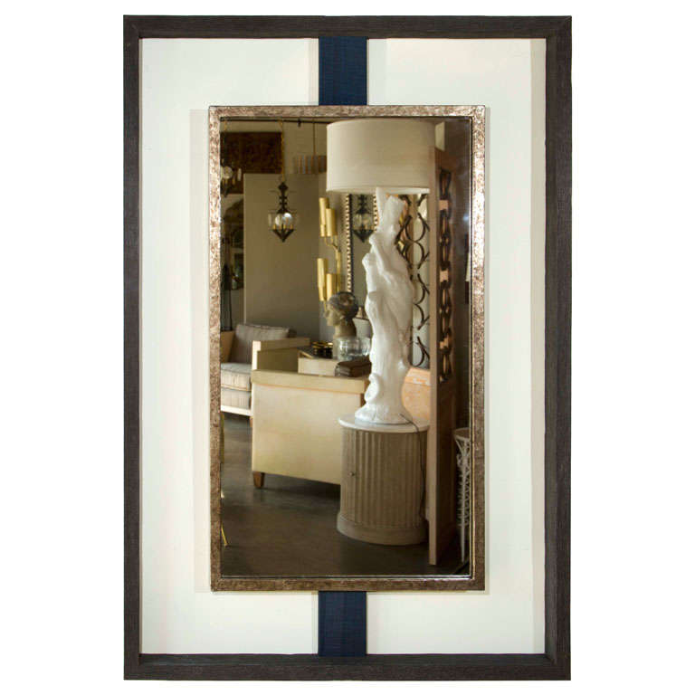 Paul Marra Negative Space Mirror  Distressed Finish & Horsehair For Sale