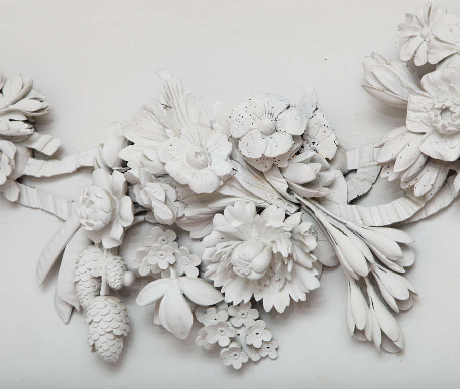 English White Panel with Carved Floral Relief