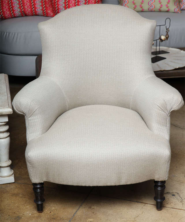 French Upholstered Armchairs & Ottoman
