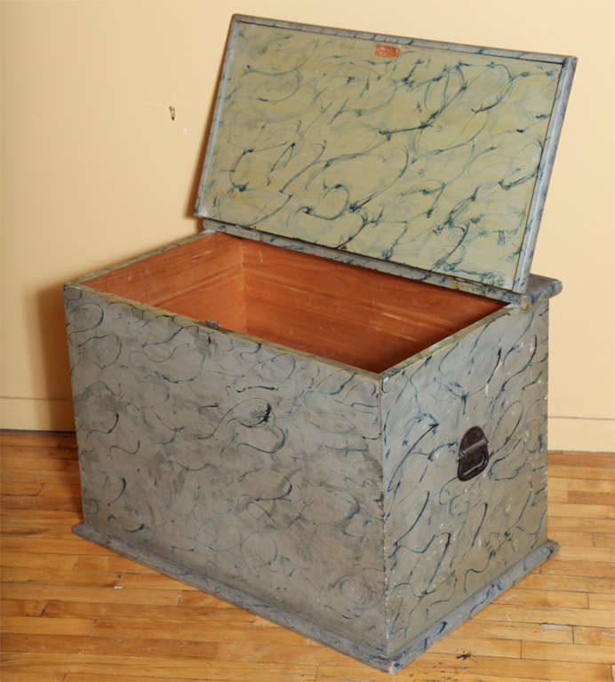 Paint Decorated Blanket Box. 2