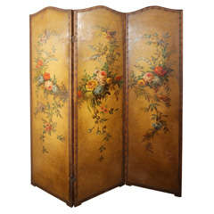 late 19th century English painted leather screen