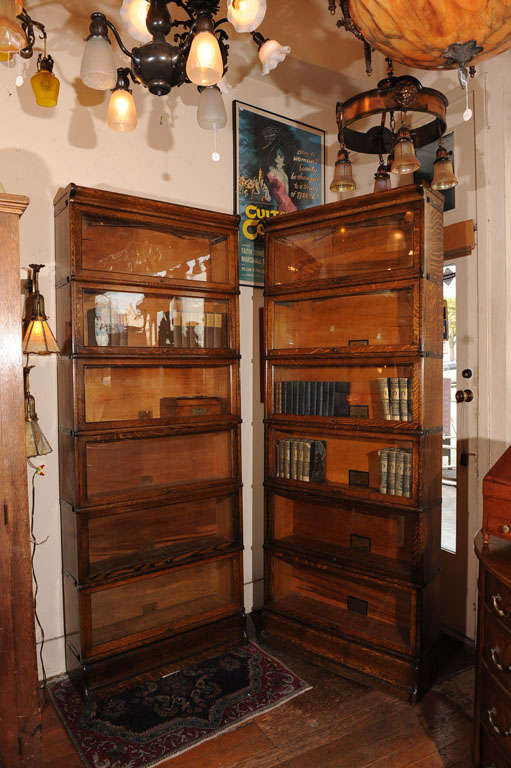 Matched Pair of Large Six Section Stacking Bookcases