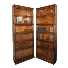 Antique Matched Pair of Large Six Section Stacking Bookcases