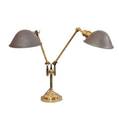 Very Rare Double-Shaded Adjustable Industrial Lamp