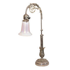 Silvered Bronze and Art Glass Desk or Table Lamp 11
