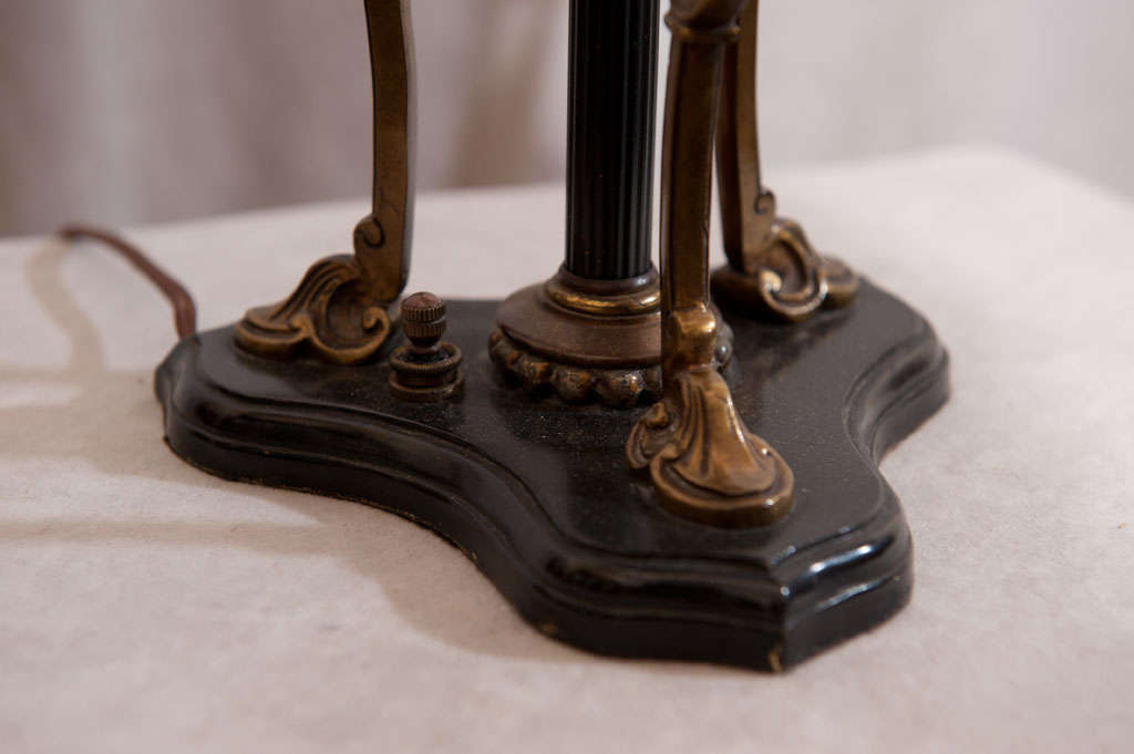 19th Century Early Kerosene Lamp, Elephant Theme