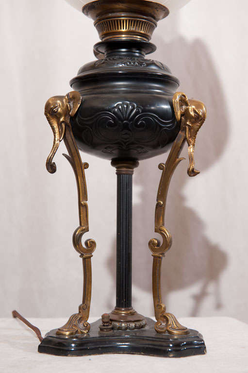 Early Kerosene Lamp, Elephant Theme 1