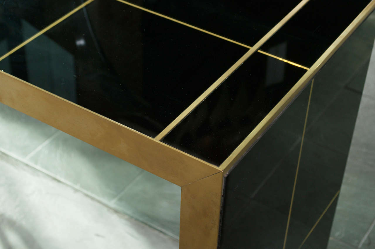 Black Mirrored Parson Style Console Table 1