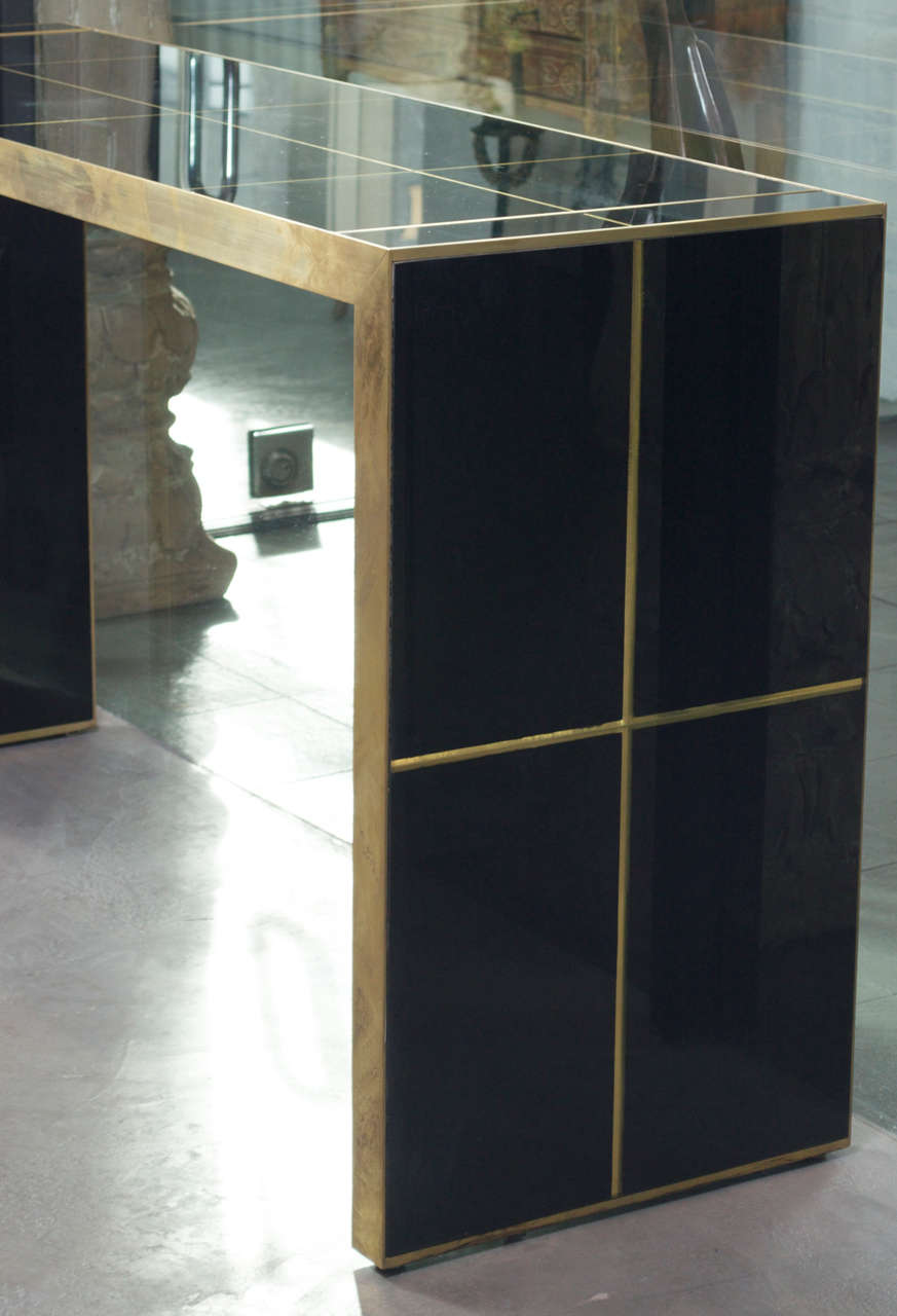 Black Mirrored Parson Style Console Table 2