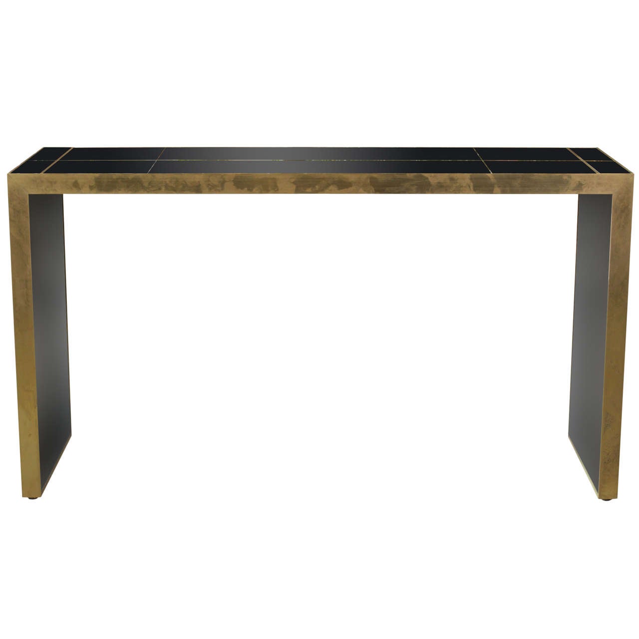 Black Mirrored Parson Style Console Table