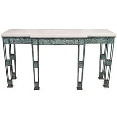 20th Century Hand Wrought Bronze Verdigris Console Table