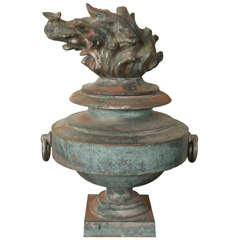 Antique Bronze Urn on Stepped Base
