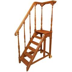 19th Century Victorian Oak Library Steps from a Cambridge University College 4