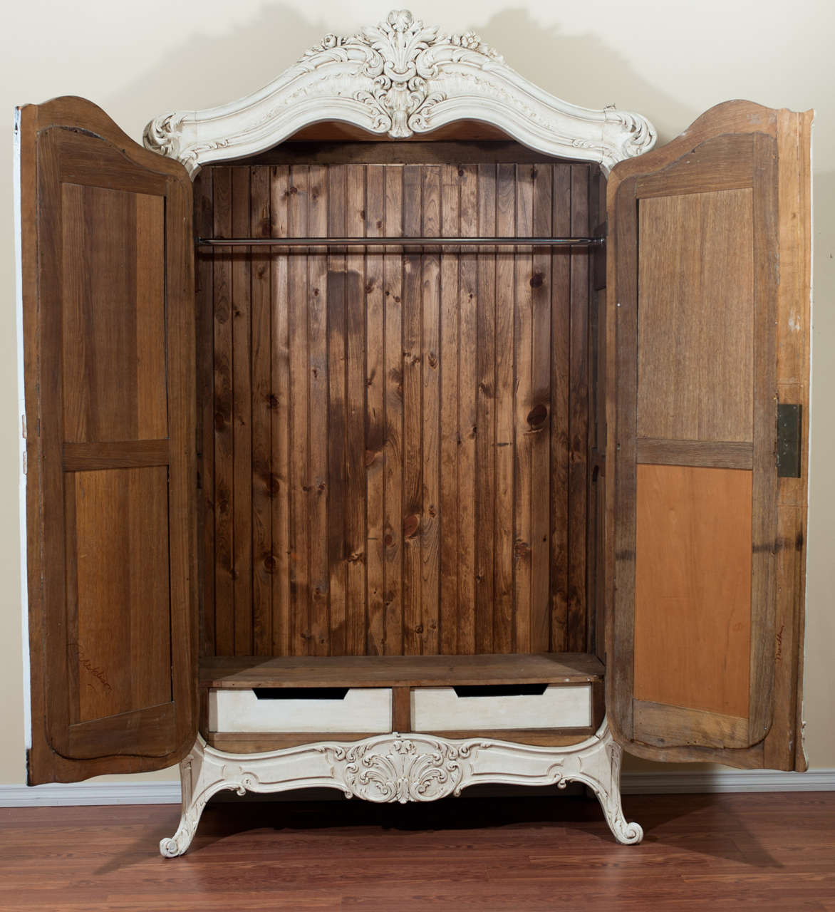 French 19th century Louis XV style painted armoire For Sale