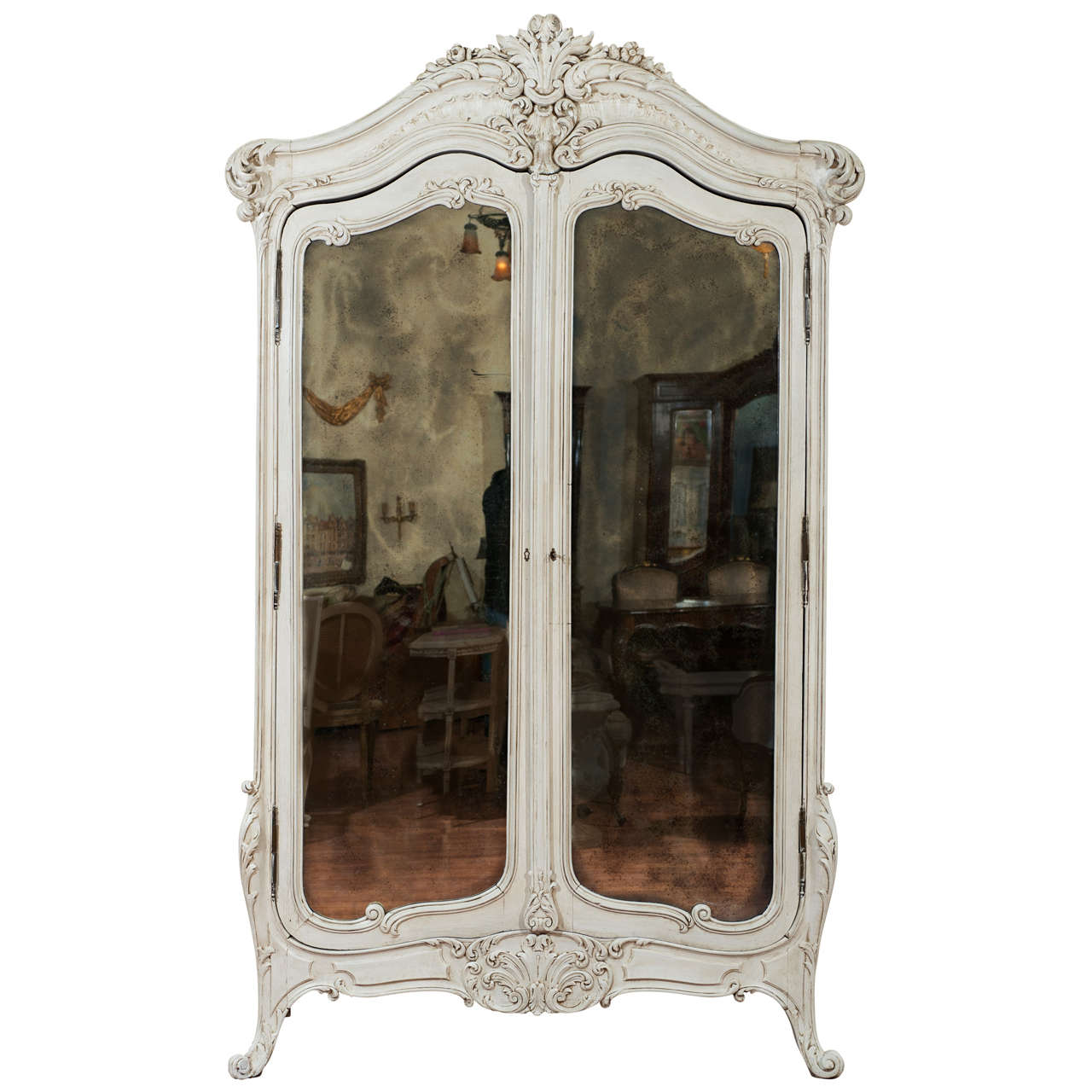 19th century Louis XV style painted armoire For Sale