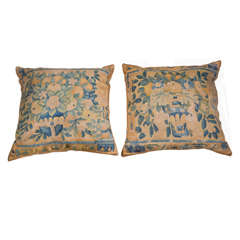 Pair of Pillows made from Antique Aubusson Tapestry
