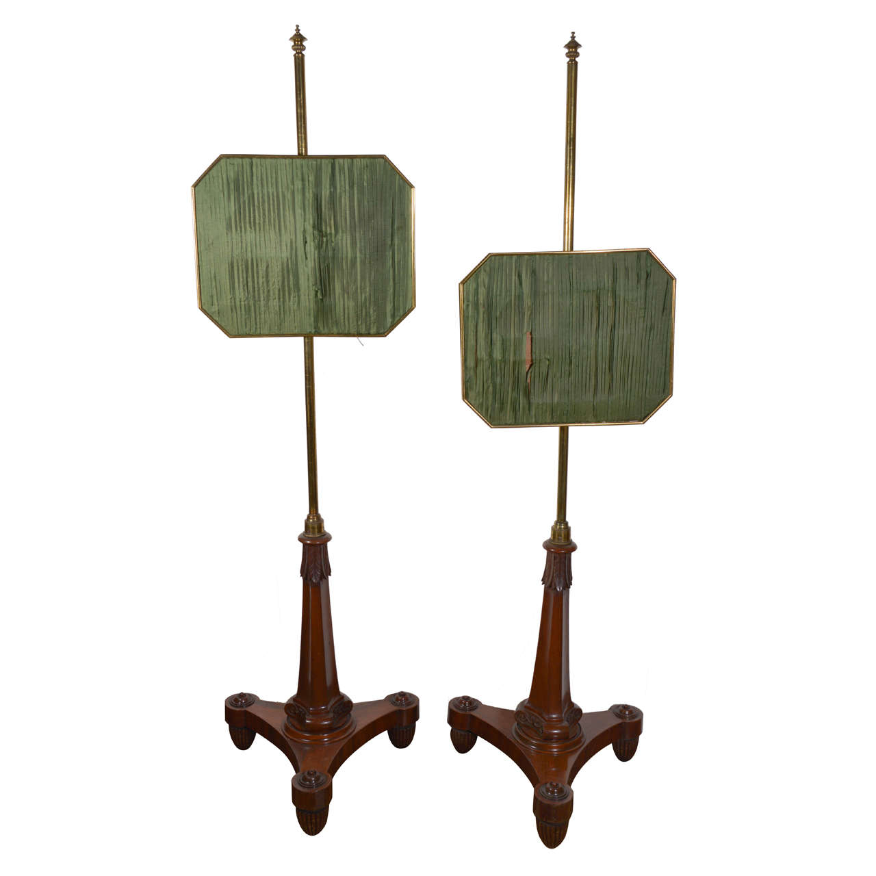 Pair of Regency Gilt-Brass Mounted Pole Screens