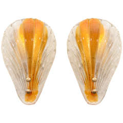 Pair of Stylized Shell Sconces by Barovier, 2 pairs
