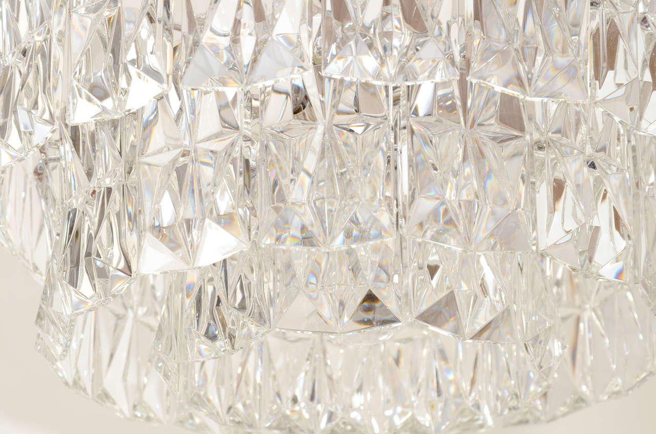 Kinkeldey 3 Tier  Rectangular Crystal Prism Chandelier In Excellent Condition In New York, NY