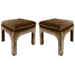 Pair of French Cut Velvet Ottomans by Widdicomb