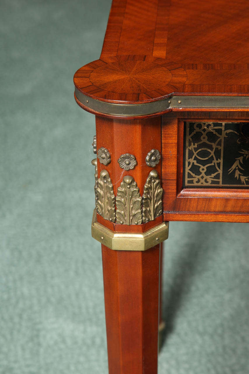 Neoclassical Cherry and Verre Eglomise Side Table by John Widdicomb 2