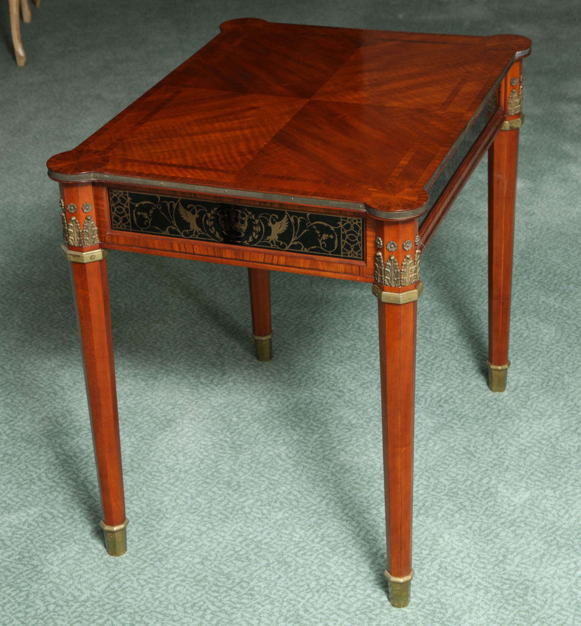Neoclassical Cherry and Verre Eglomise Side Table by John Widdicomb 5