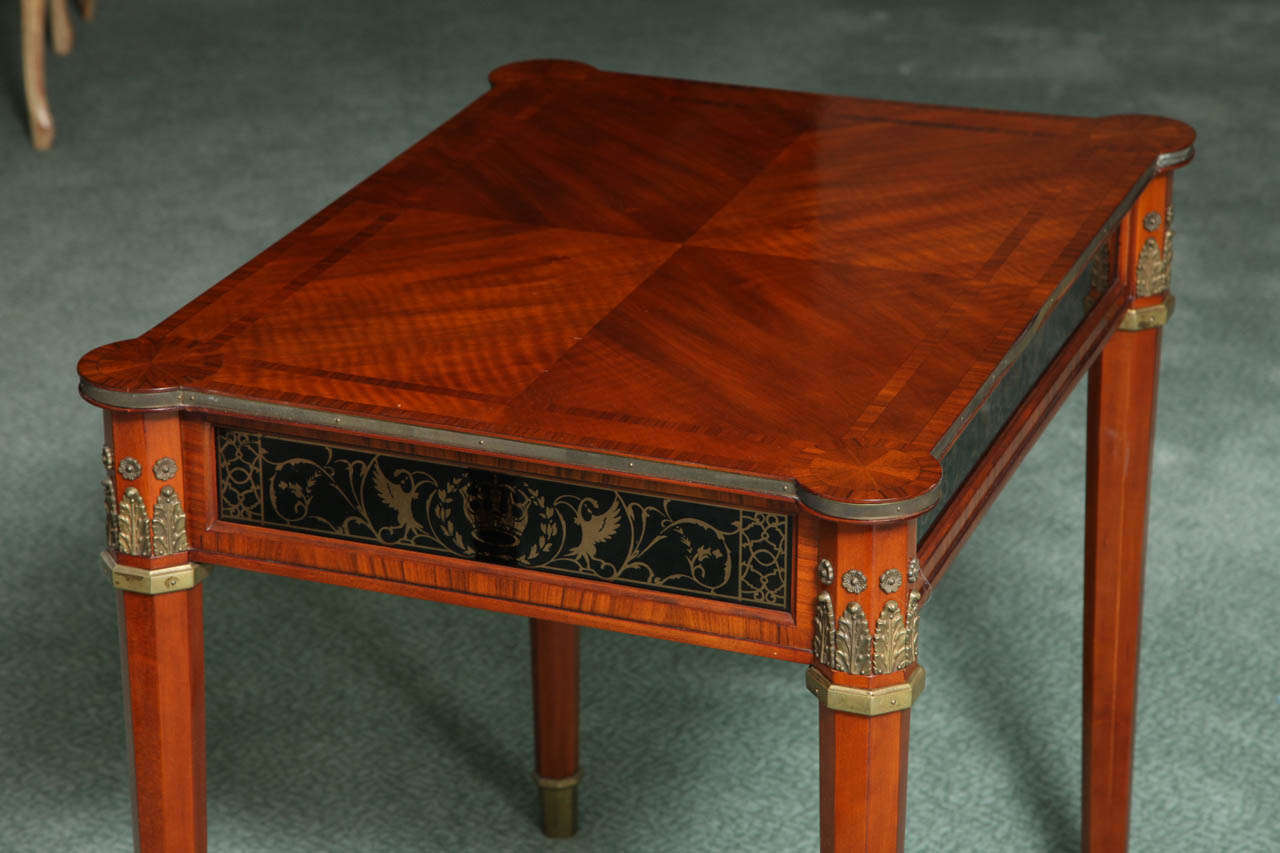 Neoclassical Cherry and Verre Eglomise Side Table by John Widdicomb 6