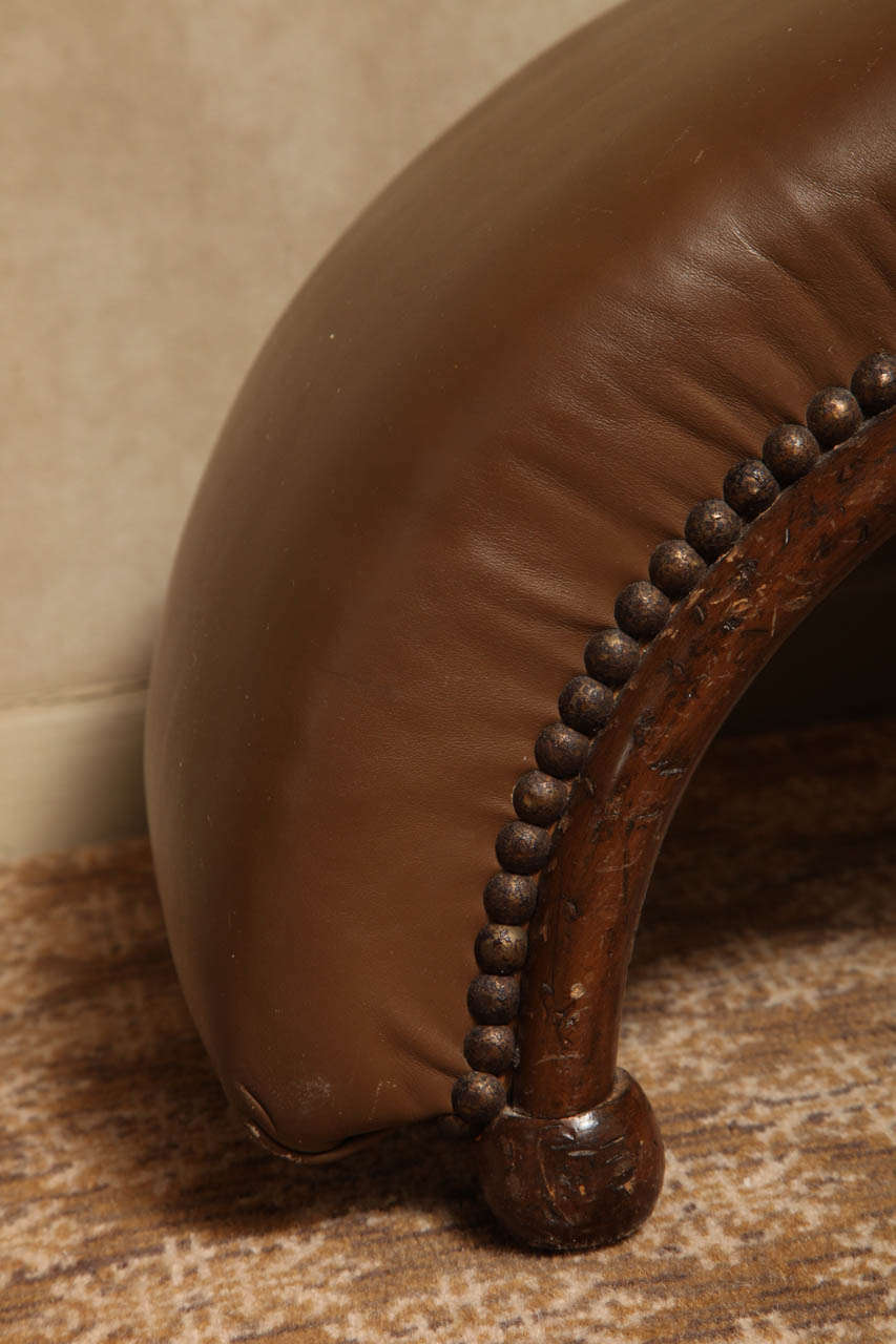 Napoleon III Mahogany and Leather Foot Stool In Good Condition In New York, NY