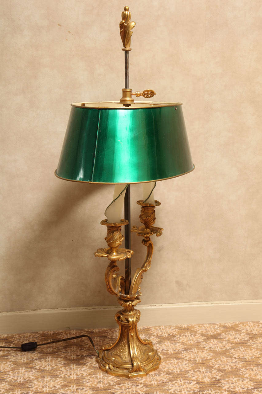 A Louis XV Style Two-Light Gilt Bronze Bouillotte Lamp 2
