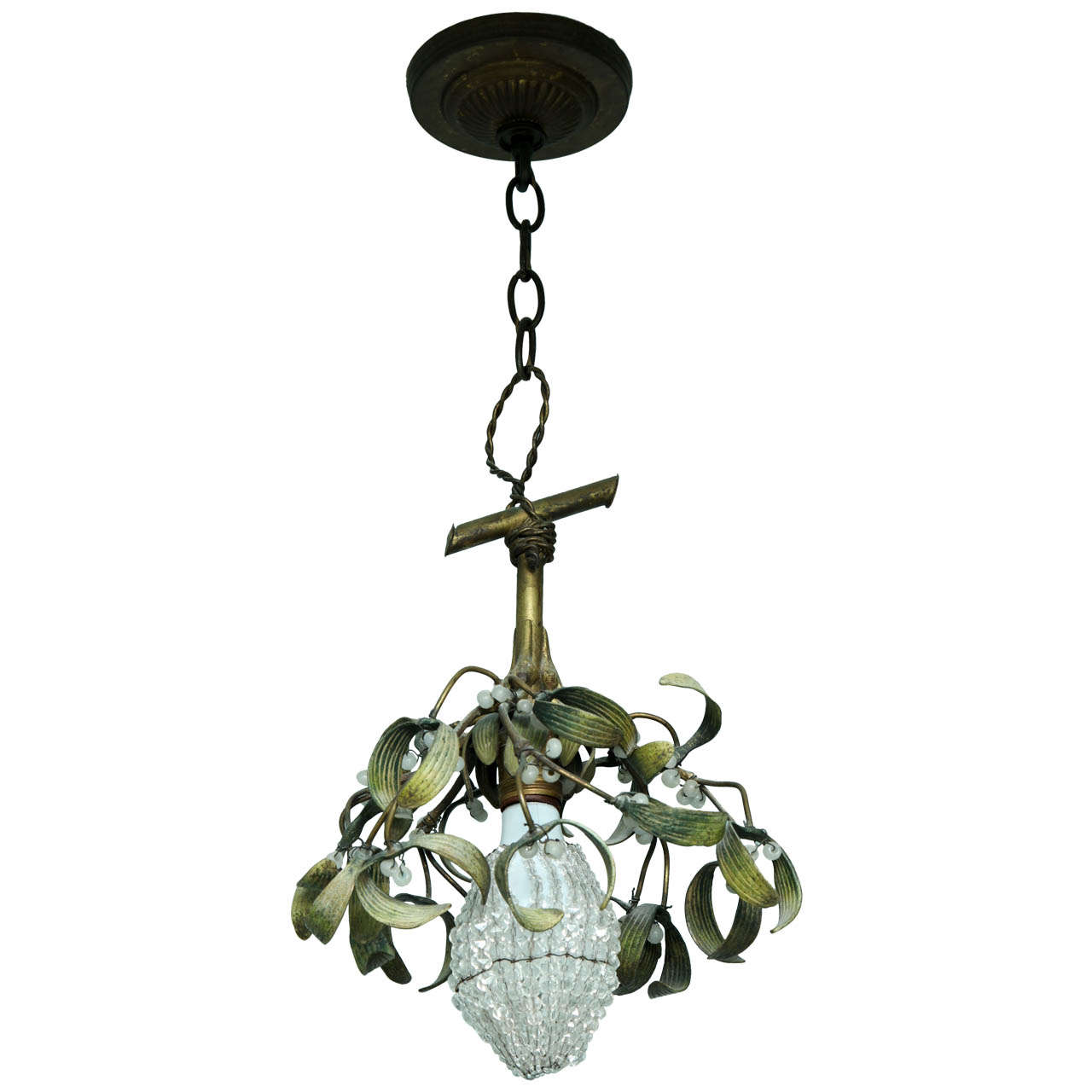 An Antique French Crystal Beaded Chinoiserie Chandelier