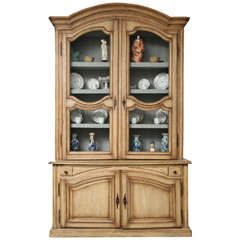 19th Century French Provincial Cerused Oak Display Cabinet/ Buffet a Deux Corps